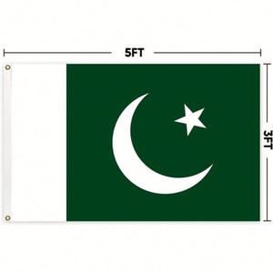 Drapeau islamique pakistanais très vendu, grande bannière 3x5 pieds en polyester à double couture pour la décoration - Product Image 1
