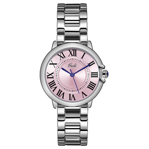 Reloj de Pulsera Vintage para Mujer con Números Romanos, Esfera Rosa, Correa de Acero Inoxidable, Reloj de Cuarzo - Product Image 1