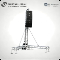 Estructura de torre de armazón para instalación de audio profesional en escenarios, con alto estándar de seguridad para la producción de eventos a gran escala.