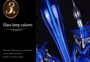 Nuevo diseño Decoración Candelabro Color azul Boda cristal gota de agua LED Luz colgante - Product Image 6