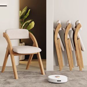 Silla <span class=keywords><strong>de</strong></span> <span class=keywords><strong>Comedor</strong></span> <span class=keywords><strong>de</strong></span> Madera Maciza Plegable con Marco Negro y Cojín Beige <span class=keywords><strong>de</strong></span> Felpa, Mueble Contemporáneo Ecológico para Hogar y Oficina, Modelo L060 - Product Image 3