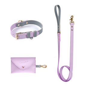 Correa de cuero para perros y gatos, accesorio de marca personalizada con nombre, para exteriores, <span class=keywords><strong>collar</strong></span> clásico para mascotas y bolsa de caca, PU - Product Image 1