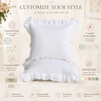 Housse de coussin en coton blanc à volants, plusieurs tailles disponibles