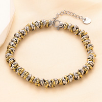 Bracelet jonc géométrique rond pour femme, bijoux fantaisie, 6 mm, or et argent, bicolore, maillons entrelacés, pour usage quotidien