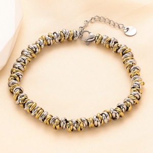 Pulsera de acero inoxidable de 6 mm, joyería de moda para mujer, oro y plata, dos tonos, cadena entrelazada, para uso diario. - Product Image 4