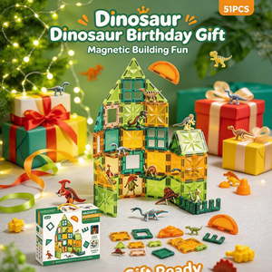 Set di Costruzioni Magnetiche <span class=keywords><strong>a</strong></span> Tema Mondo dei Dinosauri, 51 Pezzi, Puzzle Educativo STEM per Bambini - Product Image 4
