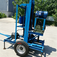 Foreuse hydraulique diesel sur roues, portable, pour puits d'eau, avec pompe à engrenages, profondeur max. 100 m