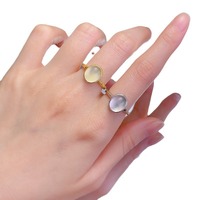 Bague en argent S925 8 * 10 en jade de quartz naturel, style polyvalent de luxe léger quotidien