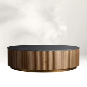 Mesa de Centro Redonda de Madera y Mármol Natural - Product Image 1