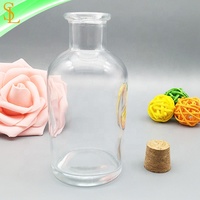 Bouteille ronde en verre vide pour diffuseur de parfum classique de 120 ml (4 oz) avec bouchon en liège, impression sérigraphique pour la décoration de la maison
