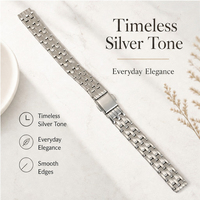 Bracelet de montre élégant en acier inoxydable argenté pour femme, avec maillons en cristal et fermoir papillon pliable