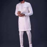 Ensemble Abaya 2 pièces pour homme, styles africains musulmans, grandes tailles XS-2XL, costume de loisirs pour mariages, banquets, dîners, tenue de marié