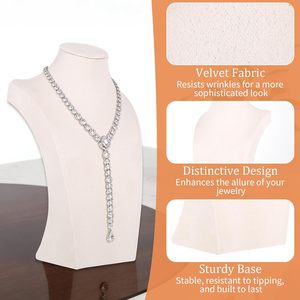 Présentoir de bijoux en forme de mannequin sur mesure, vente en gros directe usine, buste de présentation de colliers en microfibre pour comptoir de magasin - Product Image 3