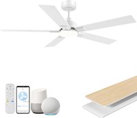Ventilateur de plafond LED moderne et minimaliste blanc de 52 pouces avec condensateur, vente en gros, éclairage de plafond à économie d'énergie