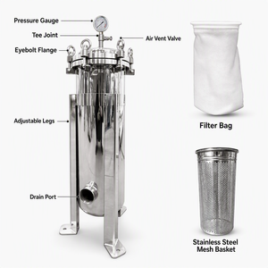 Nouveau <span class=keywords><strong>filtre</strong></span> <span class=keywords><strong>à</strong></span> sac unique pour la filtration du miel <span class=keywords><strong>à</strong></span> usage industriel, en acier inoxydable 304/316, fonctionnement simple et débit de 40 m³/h - Product Image 2