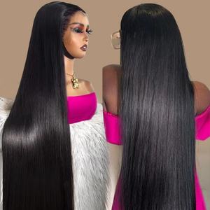 Perruques de <span class=keywords><strong>cheveux</strong></span> humains bruts par plumage Swiss HD Lace Front Wig sans colle en <span class=keywords><strong>cheveux</strong></span> humains vietnamiens bruts pour femmes noires, 30 à 40 pouces - Product Image 1