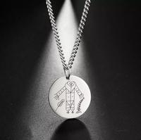 Amulette Voodoo Veve Papa Legba en acier inoxydable, pendentif disque avec motif personnalisé, logo, style hip-hop, talisman doré pour homme, collier Hoodoo