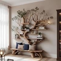Étagère à livres en bois massif - Bibliothèque au design moderne en forme de branche, rangement créatif pour le salon et la décoration de bureau
