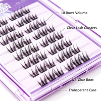 Extensions de cils en grappes pré-collées sans colle, effet naturel, pour pose DIY facile