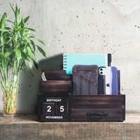 Porte-stylos de bureau rectangulaire multifonctionnel en bois, boîte de rangement, organisateur de bureau, accessoires de tiroir 40x21x25cm