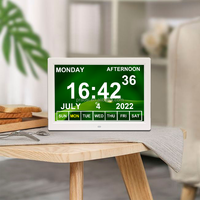 Pros Digital Hari Kalender Jam Obat Jam Alarm 12 "Tampilan Layar Non-penyingkapan Bulan Jam Dementia Remote Control