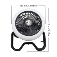 Ventilateur de camping portable rechargeable et pliable avec anneau lumineux LED, ventilateur d'urgence alimenté par USB pour l'extérieur, la tente, les pannes de courant