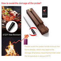 Thermomètre à viande sans fil en noyer, idéal pour barbecue, four, fumoir, cuisinière et cuisine extérieure - Vente flash
