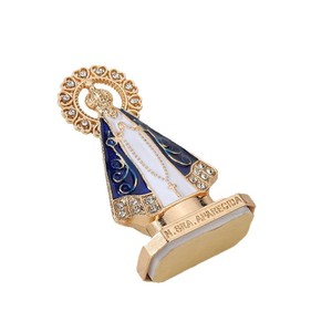 Vintage katholieke godin Apareshida religieus metaal handwerk ornament verguld voor bruiloft verjaardag bureaudecoratie - Product Image 2