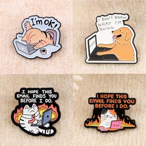 Broches de Esmalte com Citações de Dia de Trabalho de Gato de Desenho Animado para Roupas Masculinas e Femininas, Pins de Lapela para Mochila, Distintivos de Metal <span class=keywords><strong>DIY</strong></span>, Joia para Presente - Product Image 2