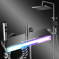 Ensemble de douche haute pression à affichage numérique, 4 fonctions : pommeau pluie, douchette à main, jets latéraux, fixation murale, vente en gros usine