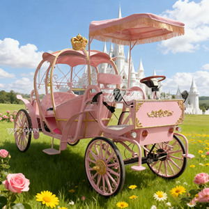 <b>Pink</b> Princess Electric Carriage With Gold Crown And <b>Canopy</b> For Special Transportation - Product Image 6