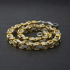 Byzantine Chain Bracelet Stainless Steel Link 18k Gold Silver Black Hip Hop Bracelet For Men Gentlemen