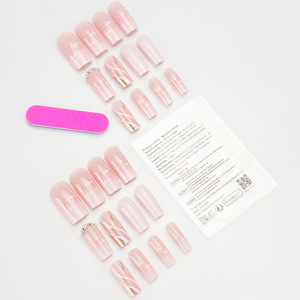 Ongles portables transfrontaliers européens et américains 24 autocollants strass couleur bloc fini amovible pièces d'ongles pour femmes - Product Image 2