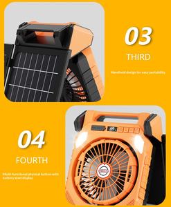 Ventilador Solar Oscilante Portátil, Batería Recargable USB de 10400mAh, Luz LED, Temporizador, Banco de Energía de Emergencia para Auto/RV/Hotel - Product Image 5