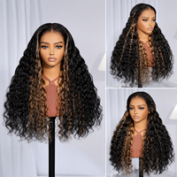 Perruque en cheveux humains avec dentelle HD 13x6 sans colle, blond miel, boucles bohèmes, avec cordon de serrage et ligne de cheveux naturelle – Vente en gros
