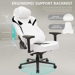 Penjualan laris kulit PU hitam putih 180 Kulit Buatan tak terbatas lembut Sway kursi Gaming ergonomis atas 5 kursi kantor berakhir sakit punggung - Product Image 5