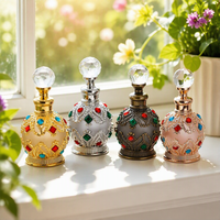 Flacon d'huile de parfum en gros, style royal, doré sculpté, 10 ml, flacon en verre vide avec bouchon compte-gouttes en verre
