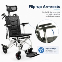 Fauteuil roulant portable AndCare en aluminium 18'' 20'' 22'' pour personnes âgées et handicapées - Fournitures de réadaptation thérapeutique avec siège rembourré