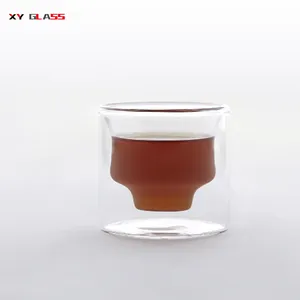 Бытовая стеклянная посуда с двойными стенками, изолированная стеклянная чашка для виски из боросиликатного стекла