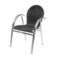 Chaises de café de jardin en aluminium d'accoudoir de café extérieur de restaurant en osier léger de rotin