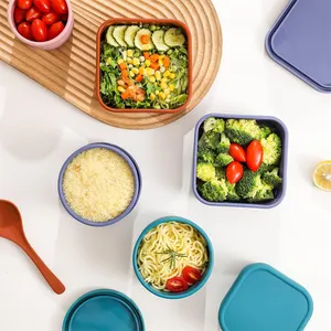 Récipient alimentaire carré personnalisé aux couleurs écologique sans Bpa boîtes à lunch Bento en silicone pour enfants enfants