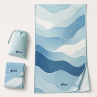Serviette de plage en microfibre, design personnalisé, séchage rapide, absorbante, légère, pliable, serviette de voyage pour adultes avec pochette