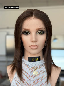 Vente en gros pas cher perruques de cheveux humains SHY Lot vente de perruque avant de lacet 100% cheveux européens perruque sans colle avec noeud de blanchiment - Product Image 2