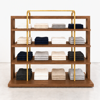 Étagère de présentation en bois à double face avec cadre noir, 4 niveaux, pour îlot central, avec main courante, sur mesure