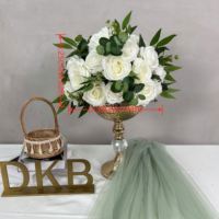 DKB Centro de Mesa de Boda con Bola de Flores de Loto y Rosa de Seda Artificial, Hecho a Mano, Tamaño y Color Personalizables