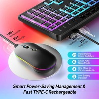 2.4 tutucu ile Tablet telefon Ghz şarj edilebilir klavye fare sessiz RGB sessiz bilgisayar için kablosuz klavye ve fare Combo, PC