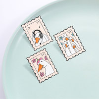 Pin Enamel Gaya Stempel Pos Bentuk Angsa, Bros Logam Hewan Bebek Putih Lucu, Lencana untuk Jaket, Tas Ransel, Ornamen Fashion
