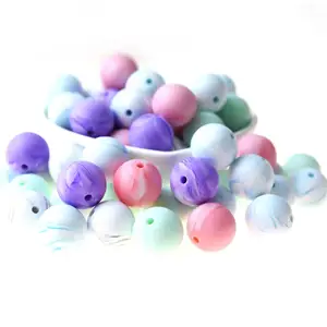 Beliebte Artikel Kinder DIY Spielzeug 12mm Silikon fokale Perlen Lebensmittel qualität Silikon Baby Kau perlen für Kleinkinder Zahnen