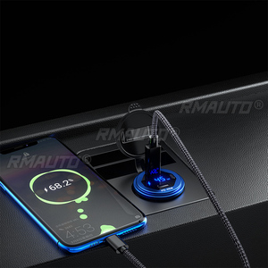 Nuevo Cargador Rápido para Auto de Metal con Doble Puerto USB C de 90W, Tipo C PD, 12V/24V con Pantalla de Voltaje/Potencia para SUV, Motocicleta, Camión, Barco, Autobús, RV, ATV - Product Image 1