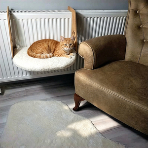 Cuccia <span class=keywords><strong>per</strong></span> Gatti da Montare sul Radiatore, con Cuscino in Morbido Pile e Struttura in Legno, <span class=keywords><strong>per</strong></span> il Riposo Invernale dei Gatti Domestici - Product Image 4